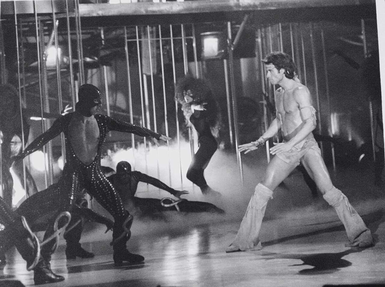 Viktor Manoel on the set of Staying Alive with John Travolta in 1983.