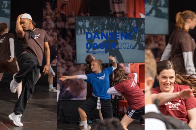 Dansens Dager-dansen 2026 "How to Solo". Koreograf: Tone Kittelsen. Foto: Guro Lepperød. Dansekunstnere: Hanne Os Wold, Rodrigo Qvale og Tuva Svendsen. Dansere fra Oslo kulturskoles fordypningsprogram Développé: Astrid Syvertsen, Bianca Storløkken, Ella Vågsland Blaauw, Karla Louise Gutvik og Mia West Skistad